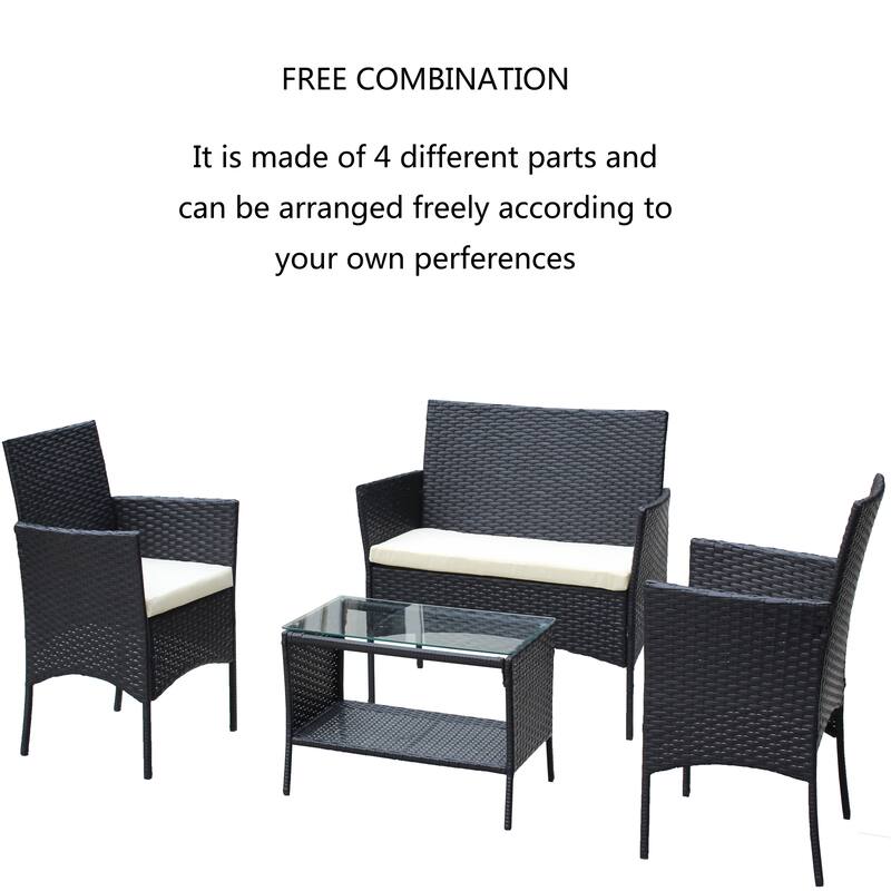 Rattan Patio Furniture Set (4 Pieces)