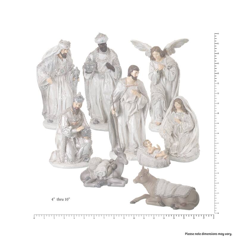 4-10" Resin Bejeweled Nativity 9pc Set - 4 - 10"