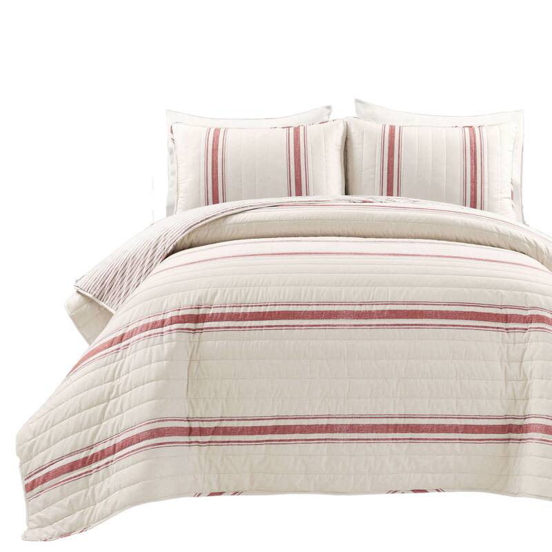 Lush Decor Farmhouse Stripe 3 Piece Quilt Set