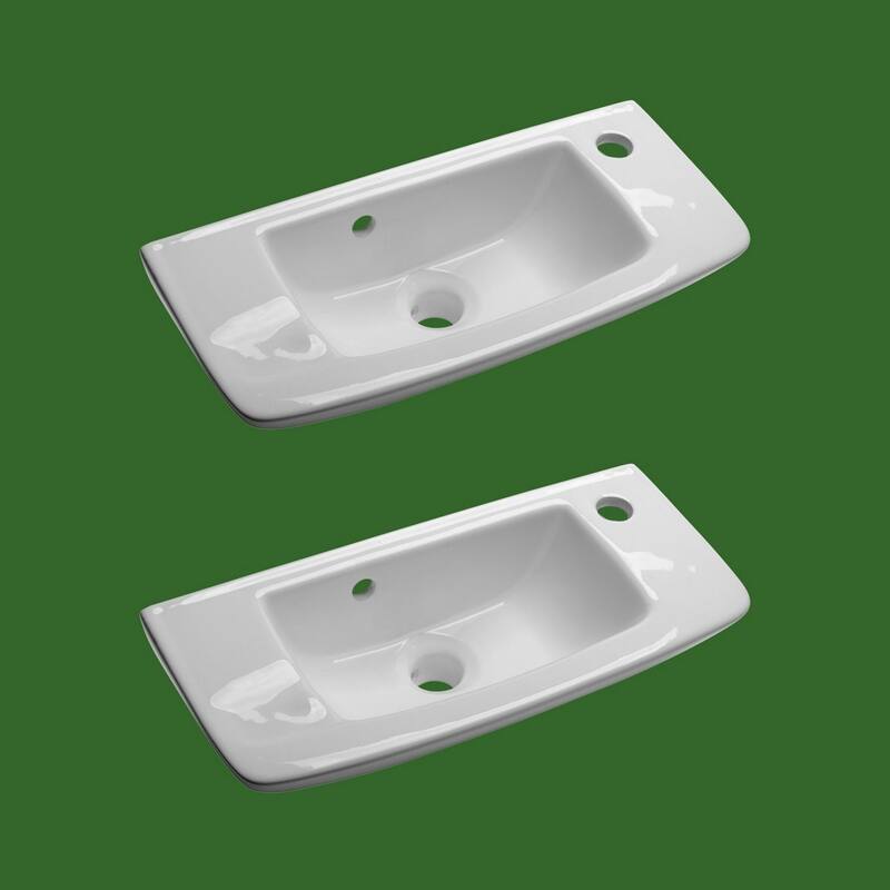 Edgewood Wall Mount Sink 20" White Ceramic Rectangular Sink with Overflow and Single Faucet Hole, (Set of 2) Renovators Supply