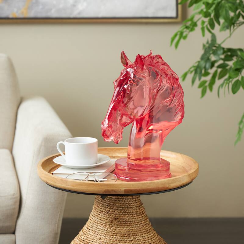 Green, Light Blue or Pink Resin Tinted Horse Decorative Sculpture - Pink