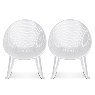 Patio Rocking Chairs | Oval Egg Shaped Lounge Rocker | All Weather Plastic | Modern Accent Side Chair for Indoor or Outdoor Use