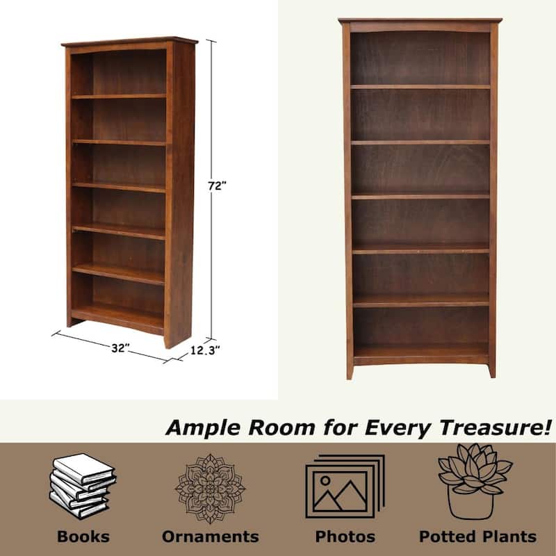 International Concepts Solid Wood Shaker Bookcase