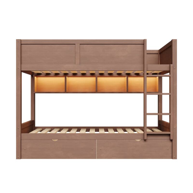 Full XL over Full XL Smart Storage Bunk Bed with LED Light by Harper&Bright Designs