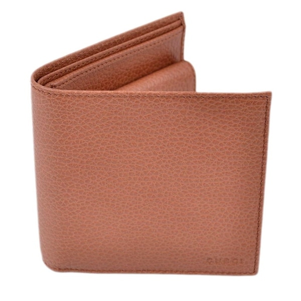 Gucci Men's 150413 Tan Pebbled Leather Coin Pocket Bifold Wallet