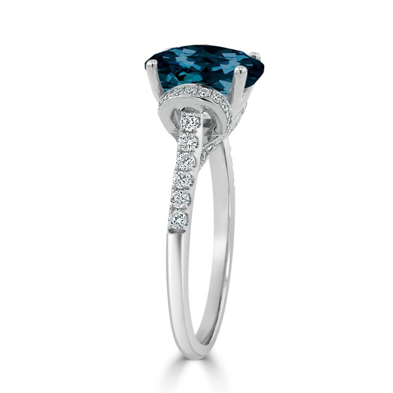Auriya Modern 2 3/8ct Oval London-blue Topaz and Diamond Engagement Ring 3/8cttw 14k Gold