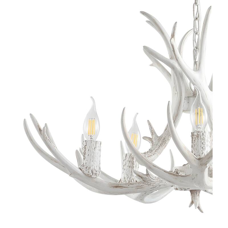 Apollo Adjustable Resin Antler 5-Light LED Chandelier, by JONATHAN Y - 30"