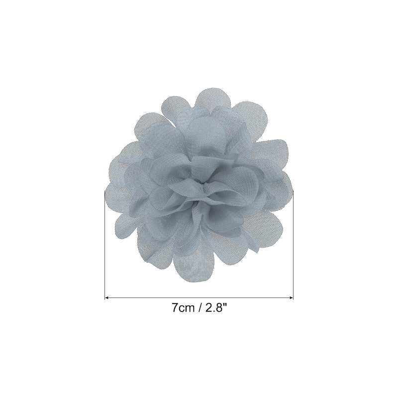 10Pcs Chiffon Flowers Fabric Flower Sewing Fabric Appliques - Gray - 2.8"