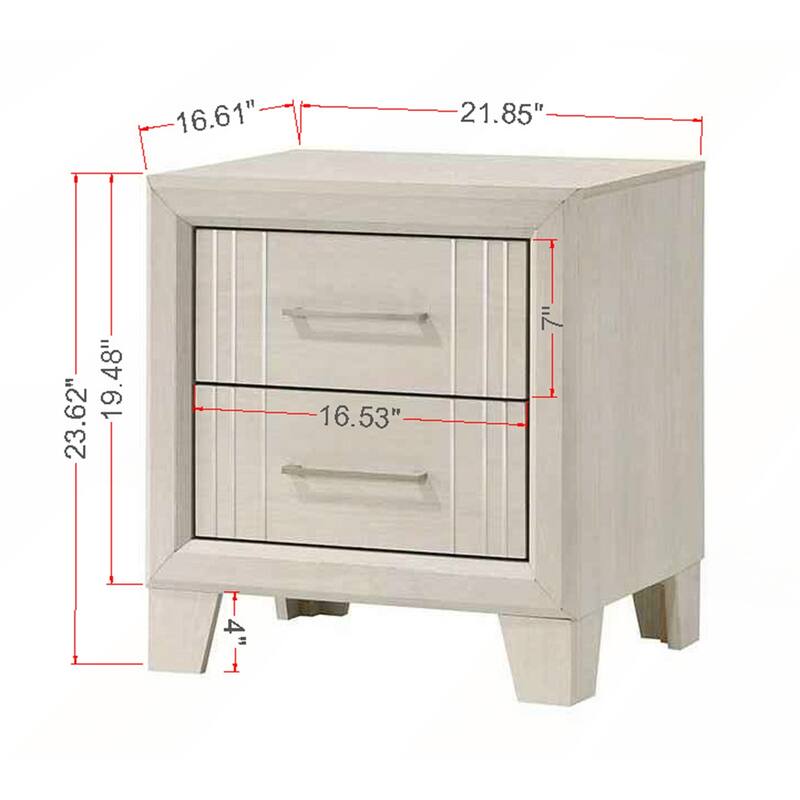 Contemporary Two-Drawers Nightstand with Spacious Storage for Modern Bedrooms