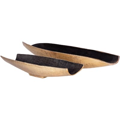 Nikos Modern Aluminum Decorative Bowls (2 Pieces) - 18.5" x 5.5" x 3.25", 26" x 6.5" x 4.25"