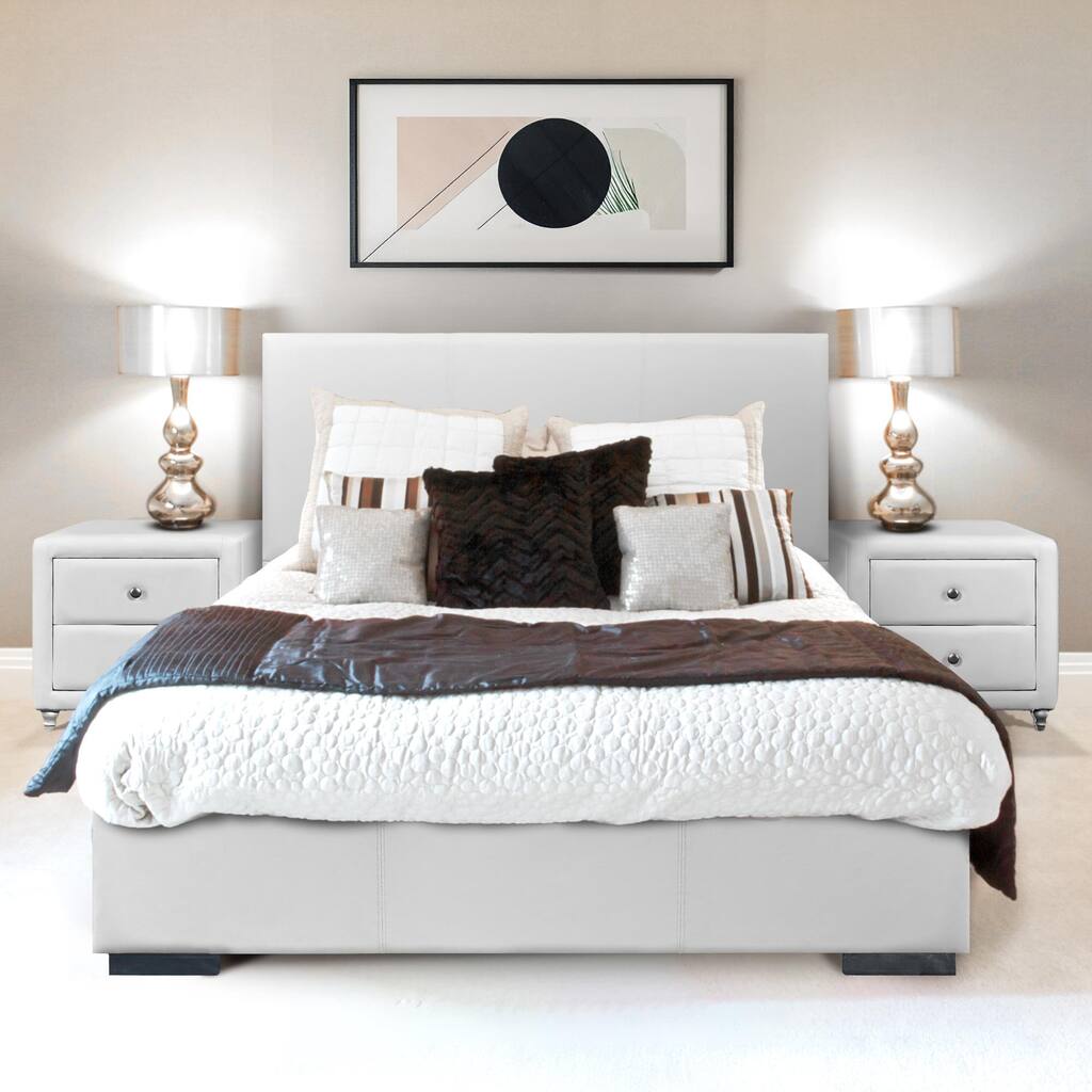 Camden Isle Modern Abbey Platform Bed, White, King