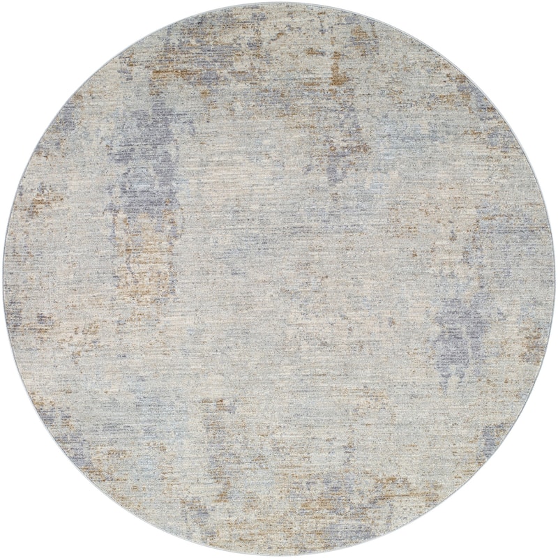 Livabliss Industrial Avant Garde Abstract Area Rug - 7'10" x 7'10" Round - Grey/Brown