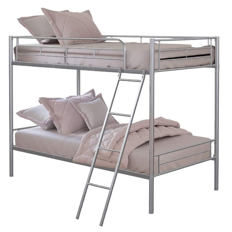 Twin Over Full Metal Bunk Bed Contemporary Style With Angled Ladder