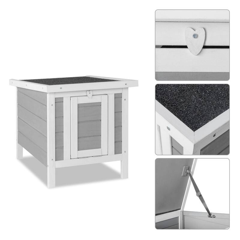 Gray Waterproof Wood Weather Resistant Animal Hutch