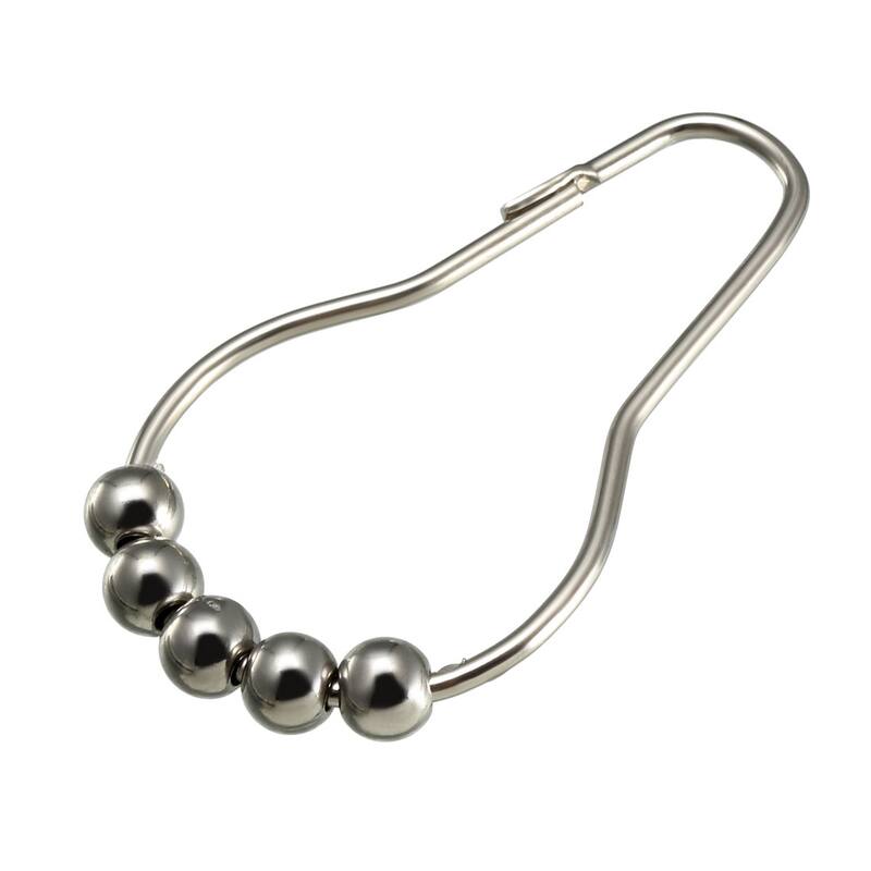 Shower Curtain Ring Hooks Rod Curtain Liners Iron Ball 8Pcs - Single Roller Glide w Balls - 8 Pack