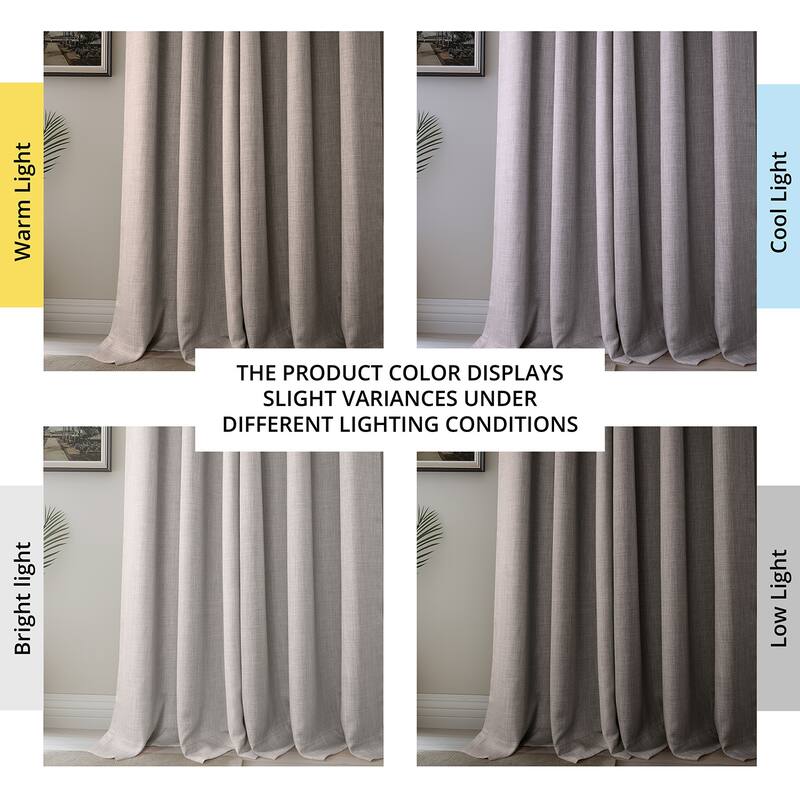Exclusive Fabrics French Pleated Textured Faux Linen Room Darkening Curtains for Bedroom & Living Room Curtains Single Panel