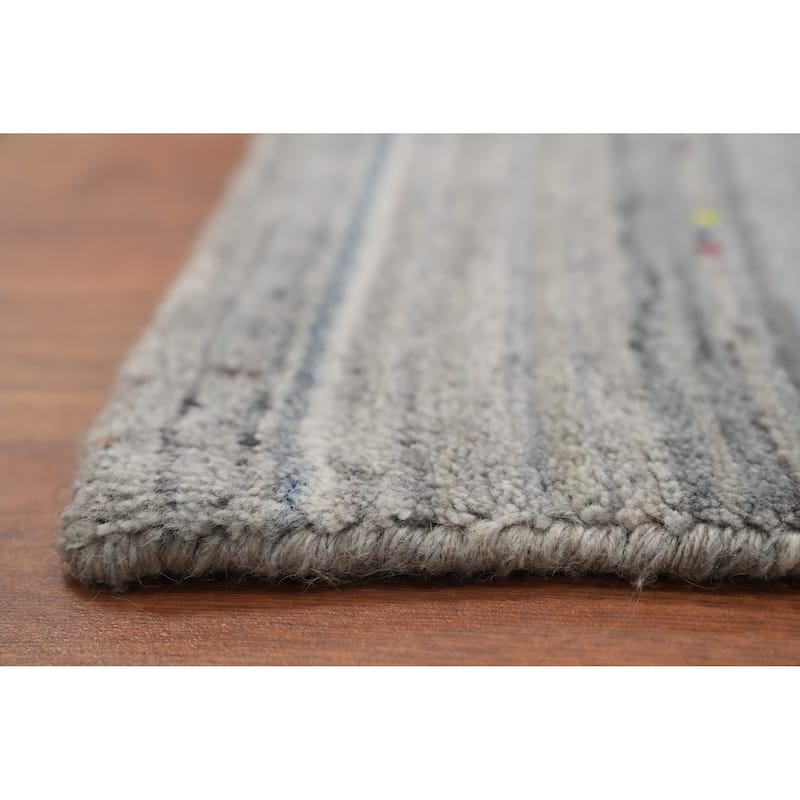 Hand Knotted Oriental Viscose Silk Carpet Tribal Animal Pictorial Greys & Charcoal Gabbeh Area Rug - 11' 10'' X 9' 11''