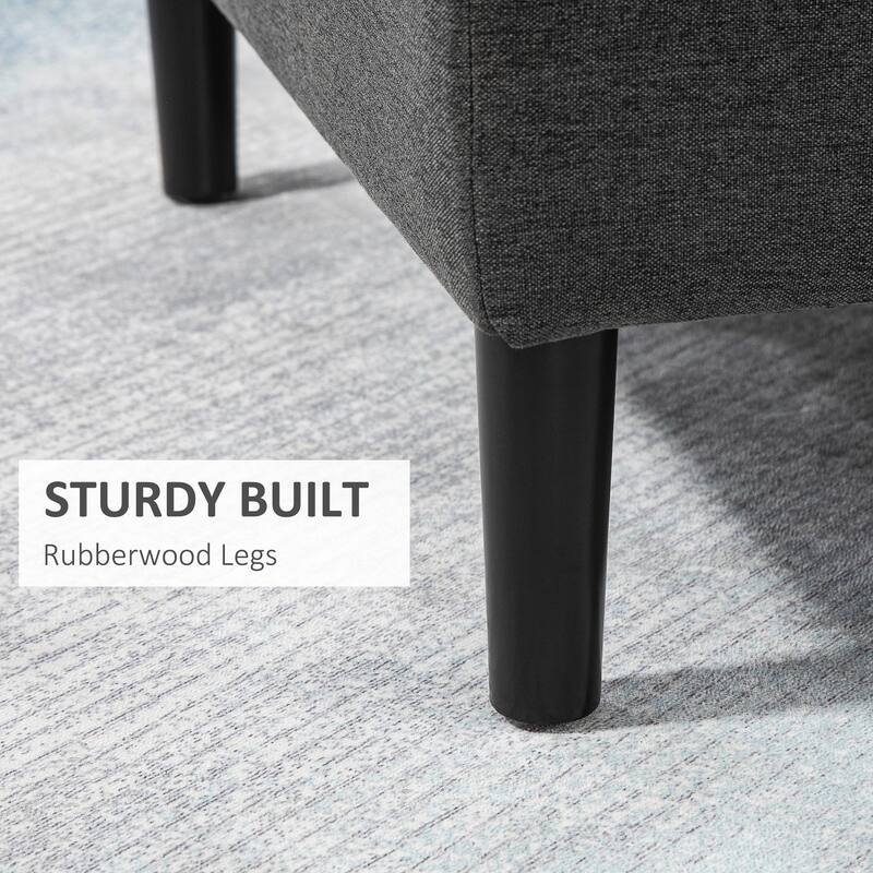 HOMCOM 30" Square Storage Ottoman, Upholstered Ottoman Coffee Table with Lift Top, Button Tufted and Wood Legs, Dark Grey