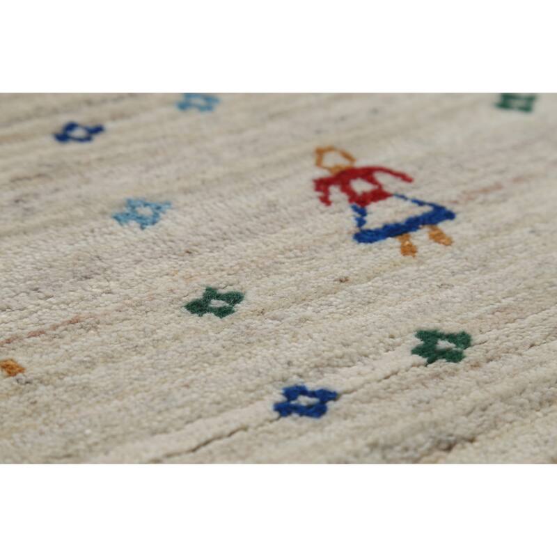 Hand Knotted Oriental 100% Wool Carpet Tribal Tribal Beige & Ivories Gabbeh Area Rug - 9' 11'' X 8' 1''