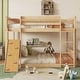 preview thumbnail 14 of 13, Modern Wooden Twin Over Twin Floor Bunk Bed with Climbing Ramp