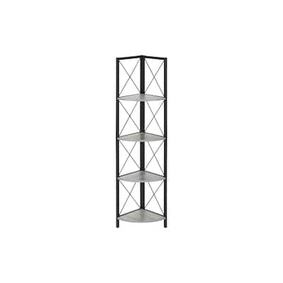 Bookshelf, Bookcase, Etagere, Corner, 4 Tier, 60"h, Office, Bedroom, Laminate, Metal, Contemporary, Modern