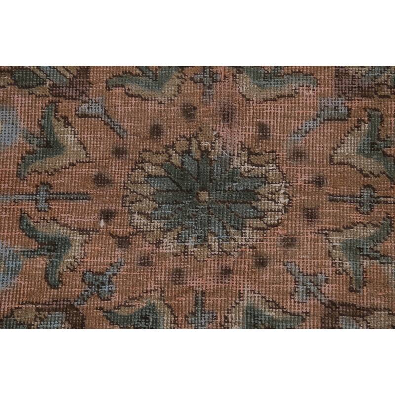 Green Tabriz Persian Vintage Area Rug Hand-Knotted Wool Carpet - 9'6"x 12'7"