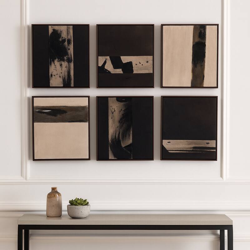 Contemporary Wall Art Paintings with Neutral Designs Set of 6 - Brown, 20"