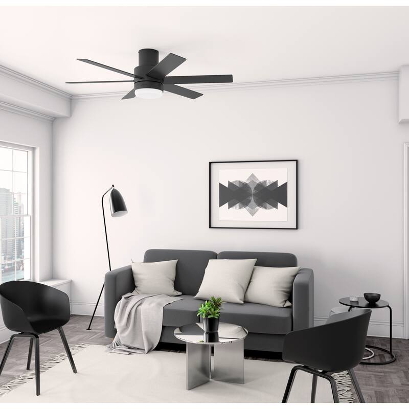 Hunter Mathers Low Profile Ceiling Fan with LED Light, Handheld Remote Modern Contemporary, Transitional