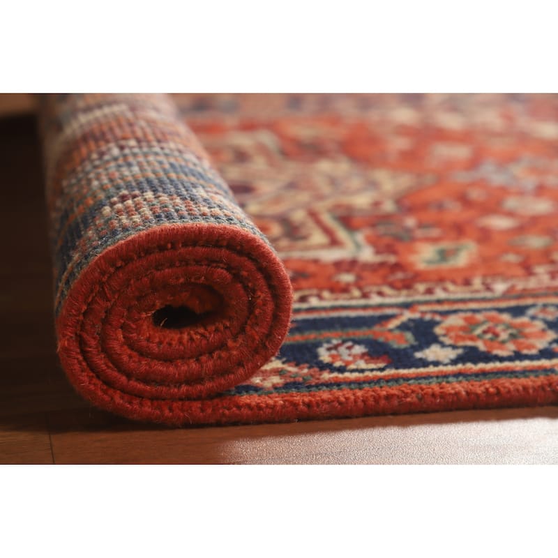 Hand Knotted Oriental 100% Wool Carpet Traditional Medallion Oranges & Rust Heriz (serapi) Area Rug - 5' 1'' X 3' 1''