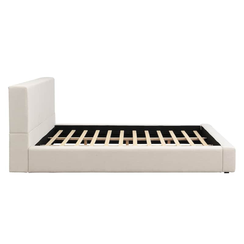 Christopher Knight Home - Thalorian Linen King Size Platform Bed with Thick Headboard