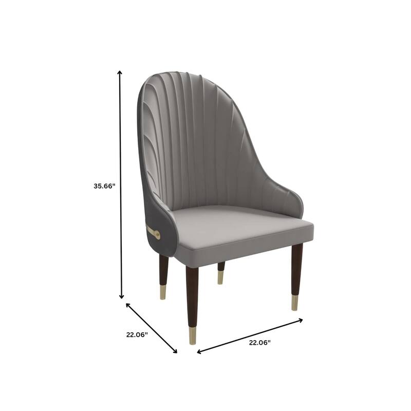 Elara Dining Chair Upholstered in Leather with Ripple Back Design Set of 2