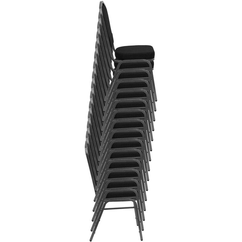 Hercules Series Crown Back Stacking Banquet Chair with Burgundy Patterned Fabric and 2.5-inch Thick Seat and Silver Vein Frame