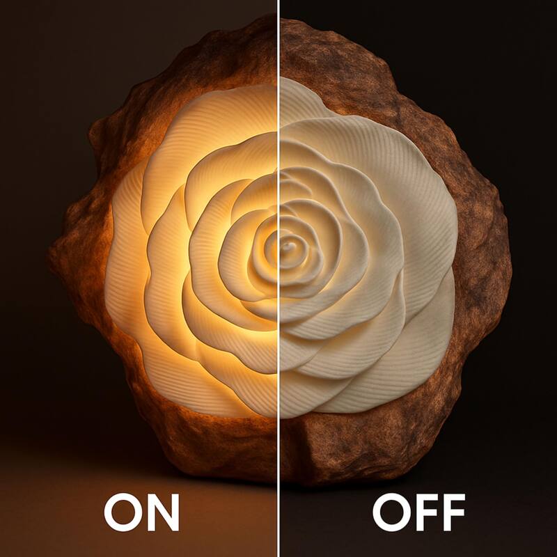 Aria Home Rose Blossom Table Lamp Sculpted Sandstone LED RGB Compatible