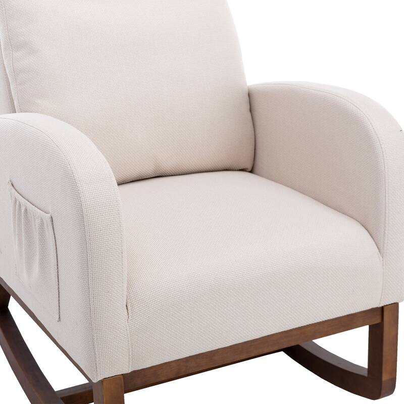 GDFStudio - Amelia Linen Upholstered Rocking Chair with Spacious Seat and Tall Back Design