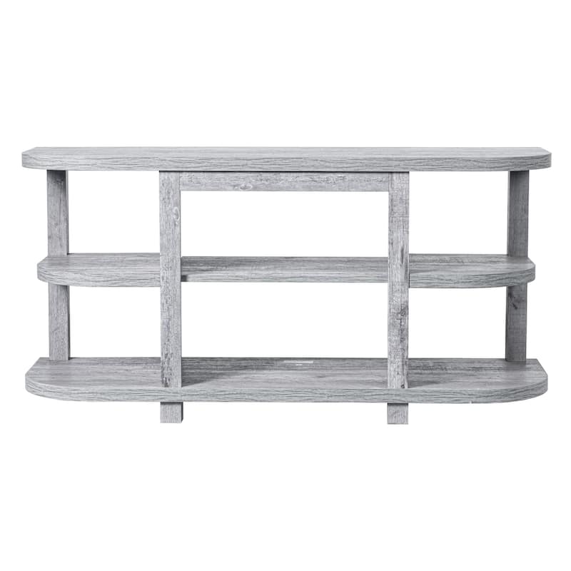 48" Light Gray Wood TV Stand with 18" Black Insert Electric Fireplace