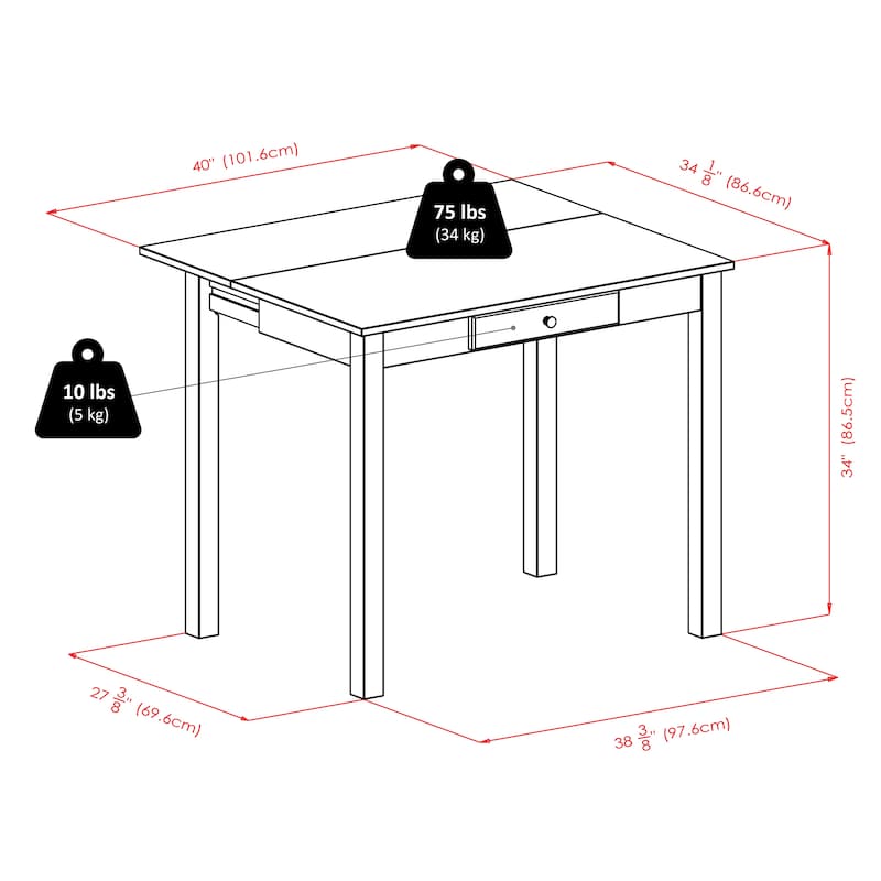 3-Pc High Drop Leaf Table with Ladder-back Counter Stools, Walnut