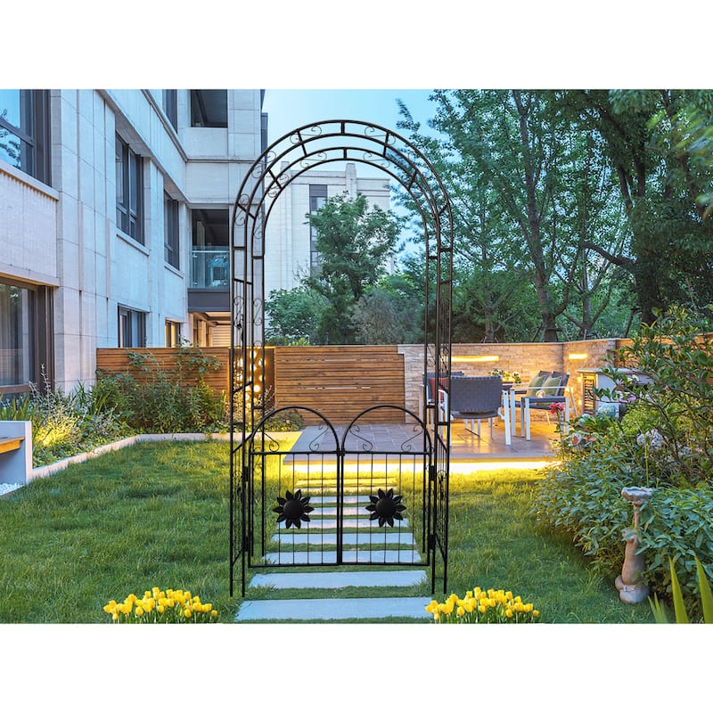 Metal Garden Arch with doors Garden Arbor Trellis Climbing Plants Support Arch Outdoor Arch Wedding Arch Party Events Archway