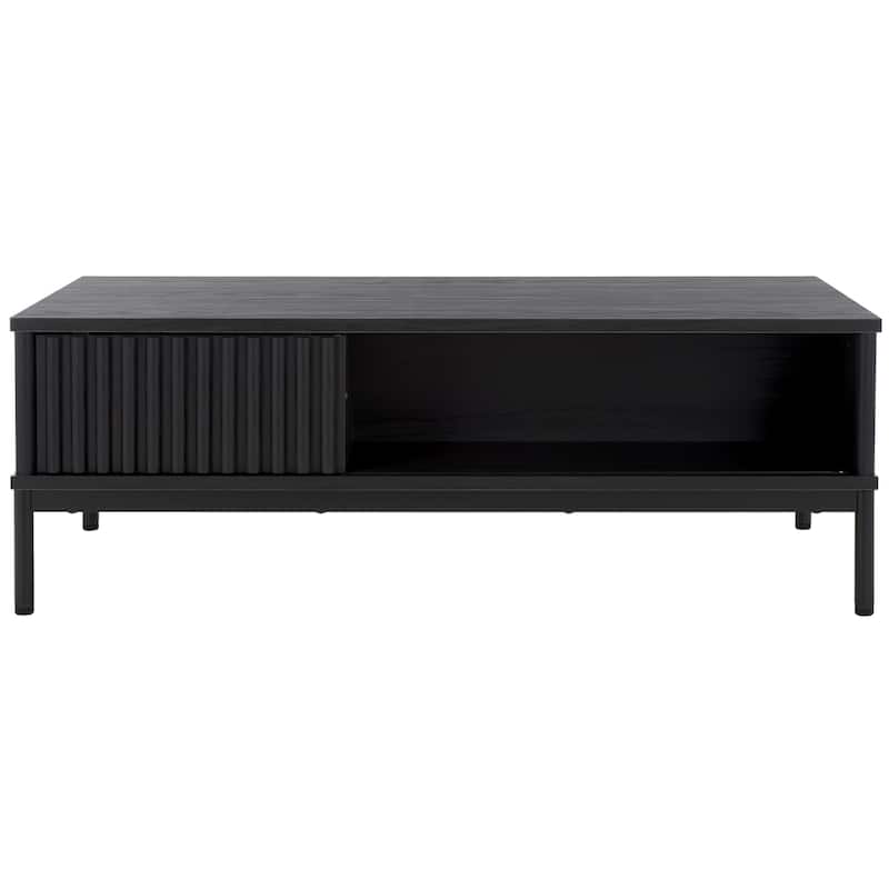 SAFAVIEH Lylia 2-Door Storage Coffee Table - 43.7 in. W x 21.5 in. D x 15.4 in. H - Black/Black