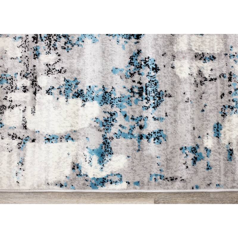 Madrid Collection - Grey Distressed Blue Spackle Rug