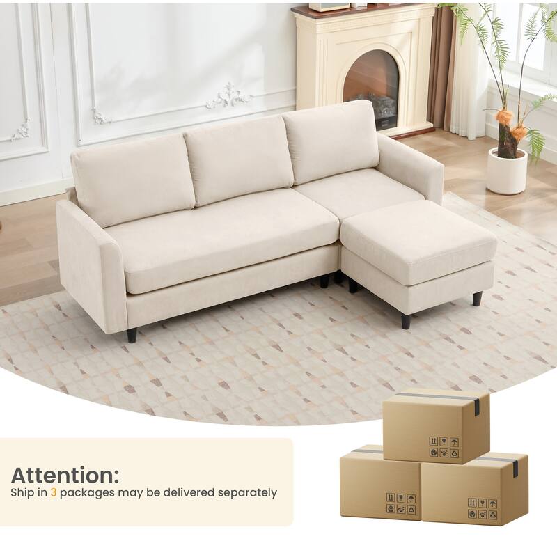Snow Velvet Sectional Sofa