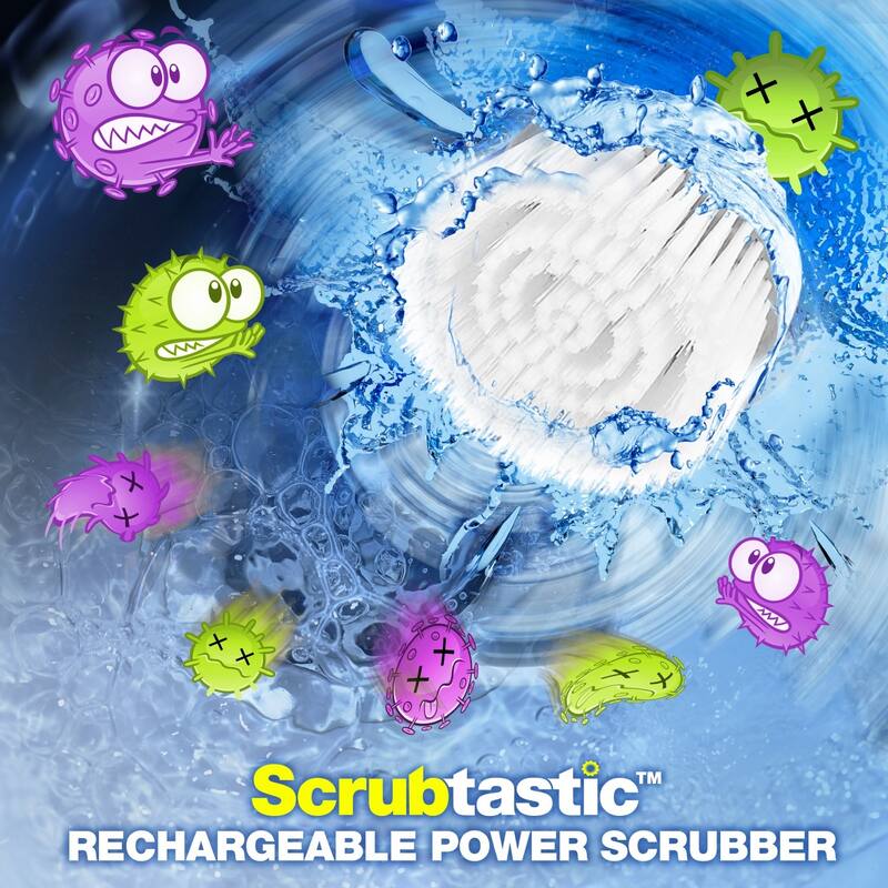 Bell + Howell Scrubtastic Rechargeable Power Scrubber with Extension Handle and 3 Brush Heads - 39 Inches