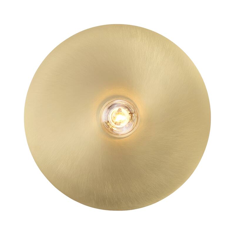 Harmoni 9 in. 1-Light Matte Black Wall Sconce Light with Brushed Gold Disk Accent for Bathrooms