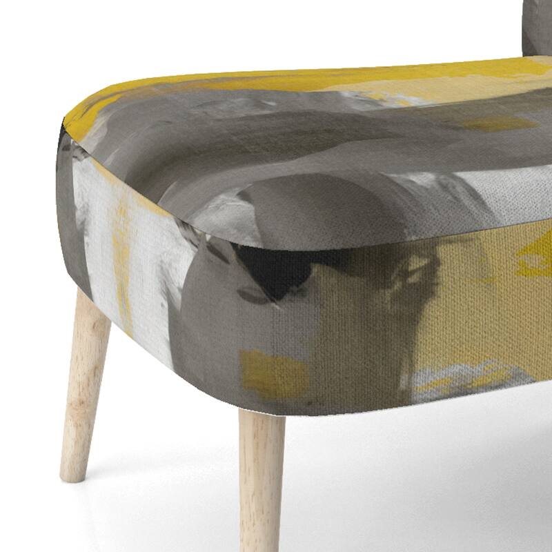 Designart "Mustard Yellow And Vivid Gray II" Upholstered Abstract Accent Chair and Modern & Contemporary Arm Chair
