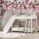 preview thumbnail 1 of 18, Modern Twin Over Twin Metal Bunk Bed With Slide,Sturdy Frame,For Bedroom White