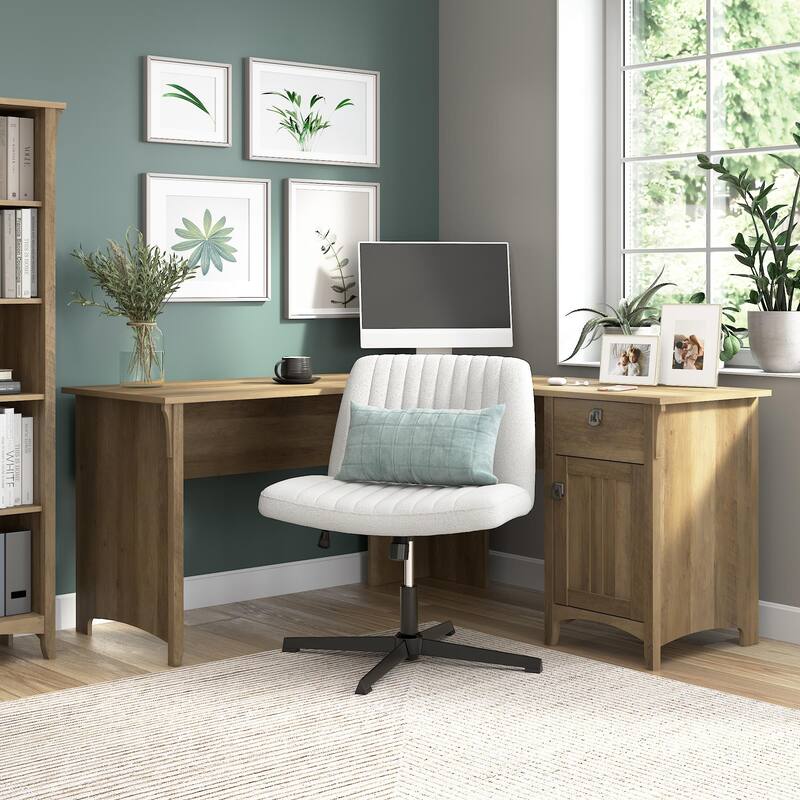 Bush Furniture Salinas 60W L Shaped Desk with Drawers and Storage