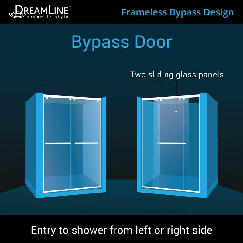 DreamLine Charisma 56-60 in. W x 76 in. H Frameless Bypass Sliding Shower Door - 56" - 60" W
