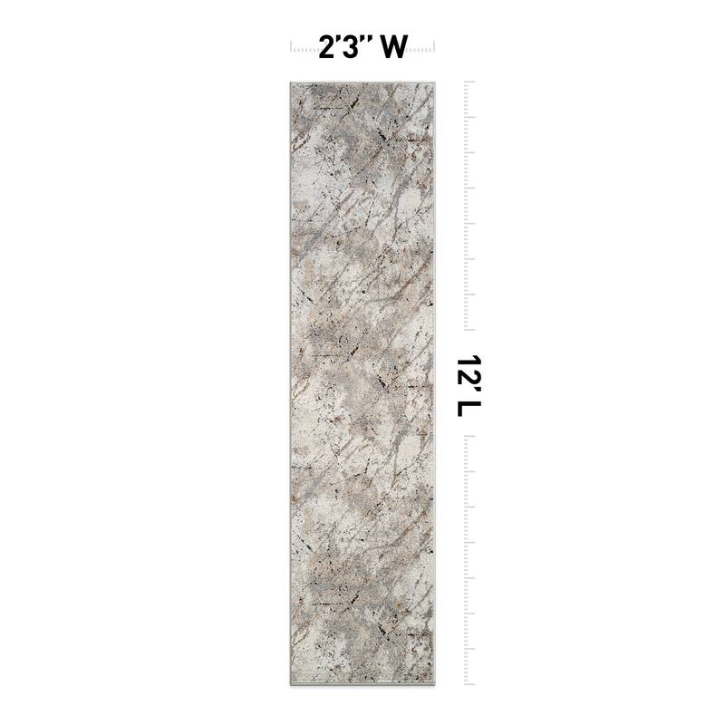 Marble Flow Area Rug - Rug for Living Room, Bedroom - Easy to Clean, Durable Polypropylene/Polyester with Jute Backing