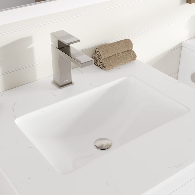 Eviva Acclaim Single Sink Bath Vanity with Carrara Quartz Top and Undermount Porcelain Sink