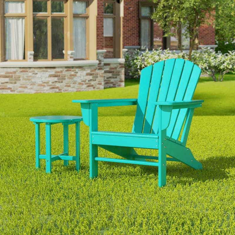 Altura Outdoor Eco-Friendly All Weather Adirondack Chair with Side Table (2-Piece Set) - Turquoise