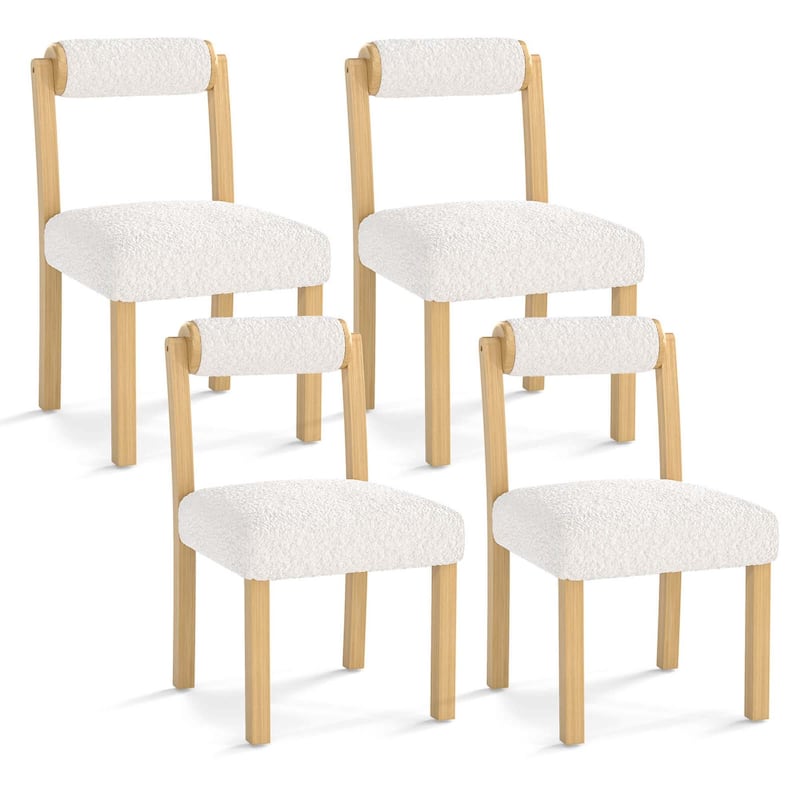 Set of 2/4 Wooden Dining Chairs Upholstered Kitchen Dining Room Chairs - 4 pcs